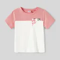 Family Matching Allover Floral Print Notched Neck Belted Dresses and Short-sleeve Colorblock T-shirts Sets  image 5
