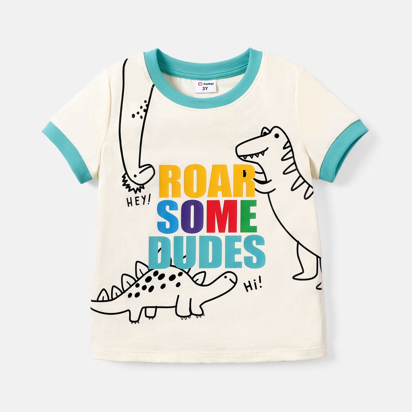 

Toddler Boy 100% Cotton Dinosaur Letter Print Short-sleeve Tee