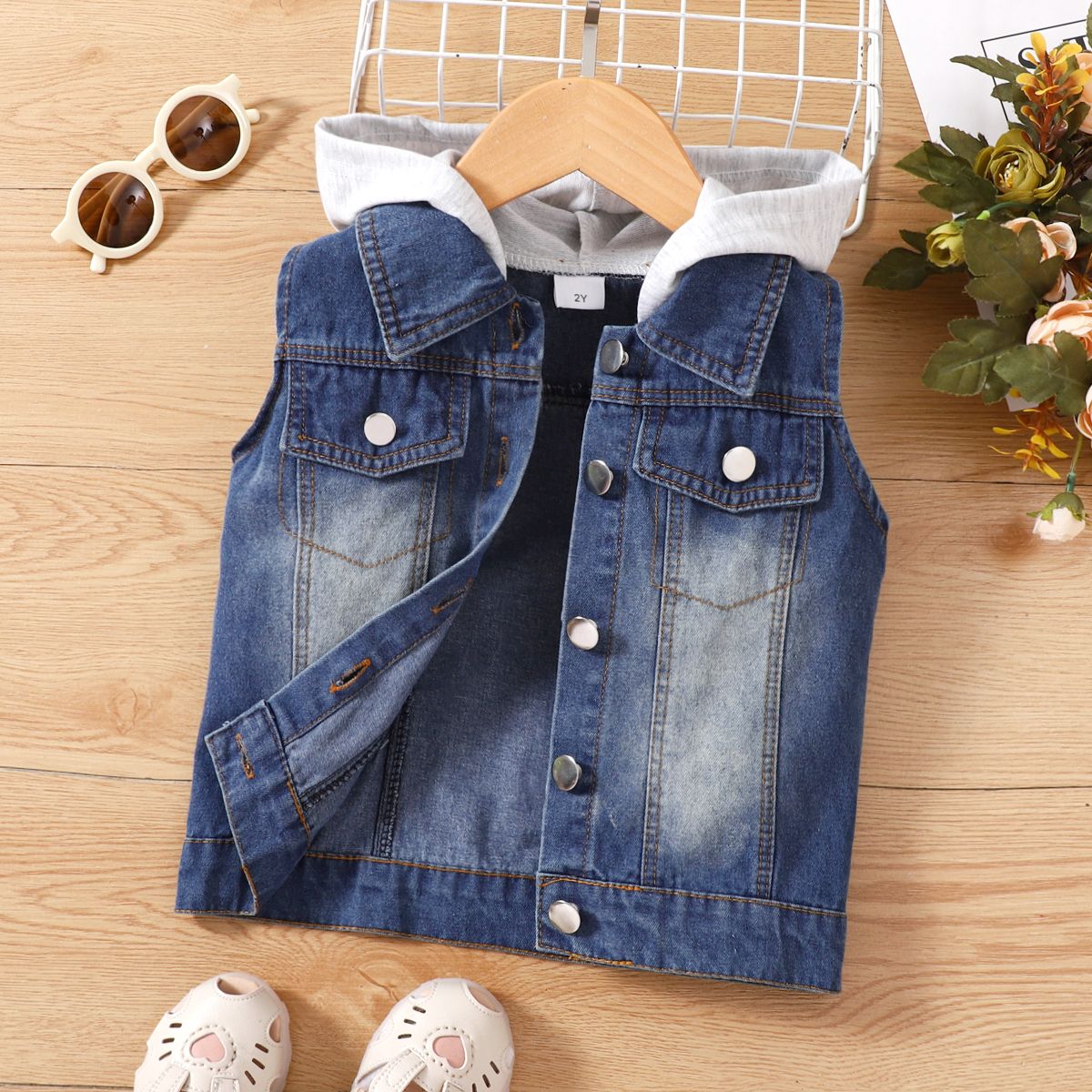 

Toddler Boy Trendy Hooded Denim Vest