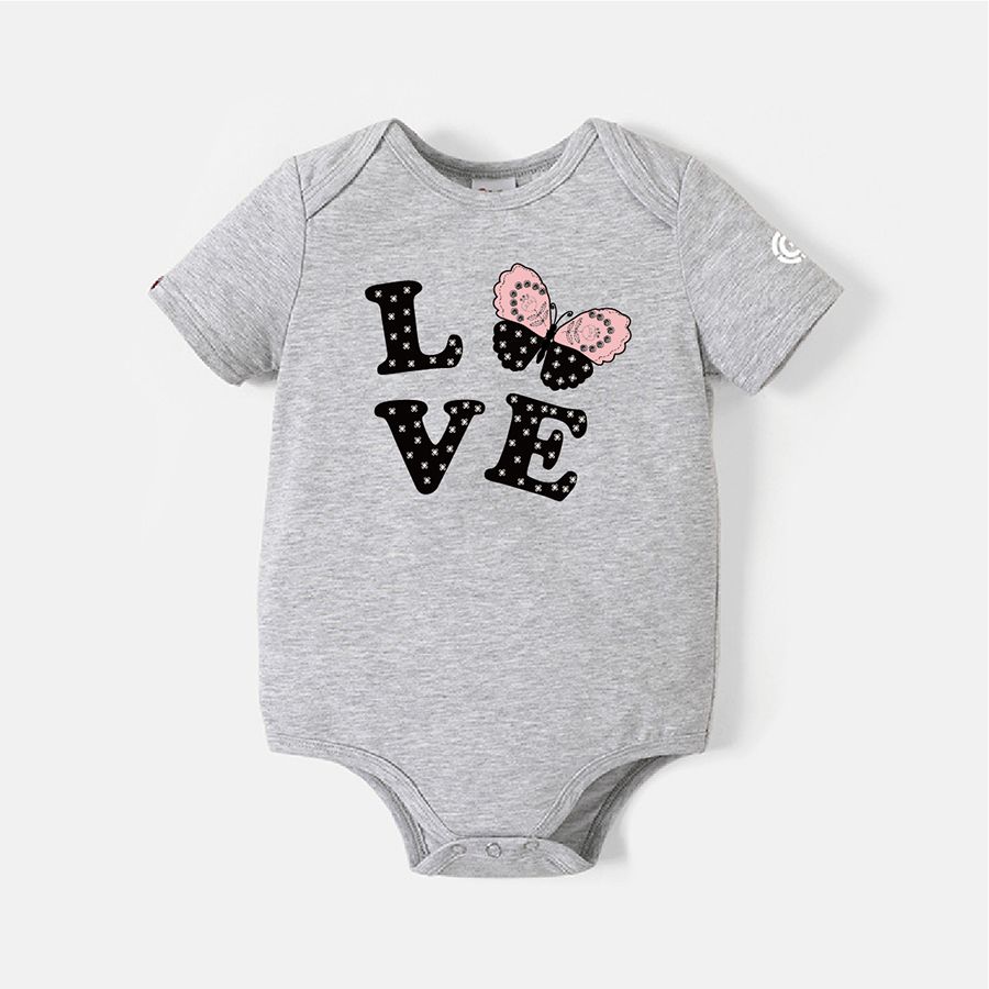 

[0M-24M] Go-Neat Water Repellent and Stain Resistant Butterfly & Letter Print Short-sleeve Romper