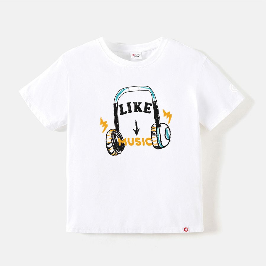 

Go-Neat Water Repellent and Stain Resistant Sibling Matching Headphone & Letter Graphic Short-sleeve Tee