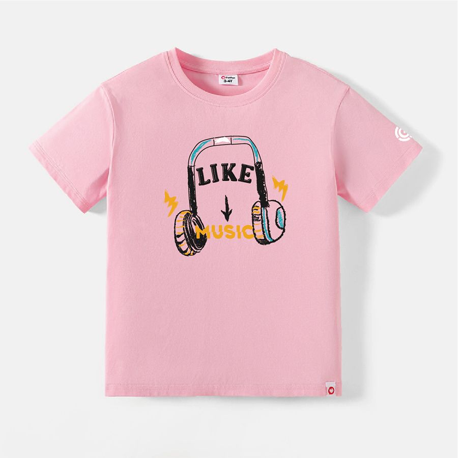 

Go-Neat Water Repellent and Stain Resistant Sibling Matching Headphone & Letter Graphic Short-sleeve Tee