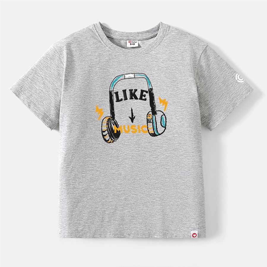 

Go-Neat Water Repellent and Stain Resistant Sibling Matching Headphone & Letter Graphic Short-sleeve Tee