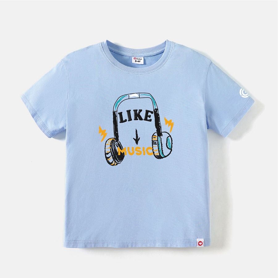 

Go-Neat Water Repellent and Stain Resistant Sibling Matching Headphone & Letter Graphic Short-sleeve Tee