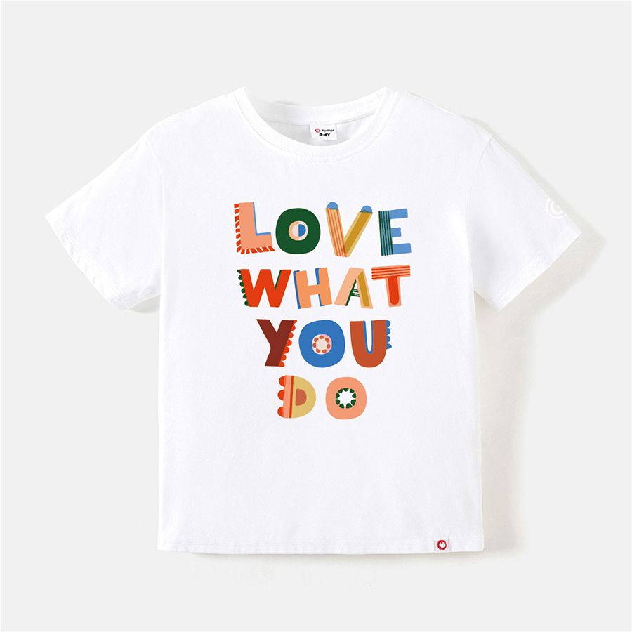 

Go-Neat Water Repellent and Stain Resistant Sibling Matching Colorful Letter Print Short-sleeve Tee