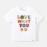 Go-Neat Water Repellent and Stain Resistant Sibling Matching Colorful Letter Print Short-sleeve Tee White