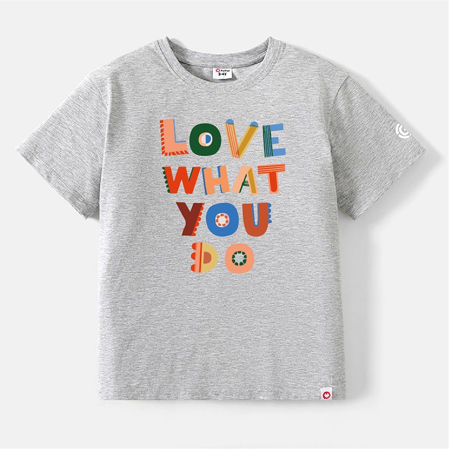 Go-Neat Water Repellent And Stain Resistant Sibling Matching Colorful Letter Print Short-sleeve Tee