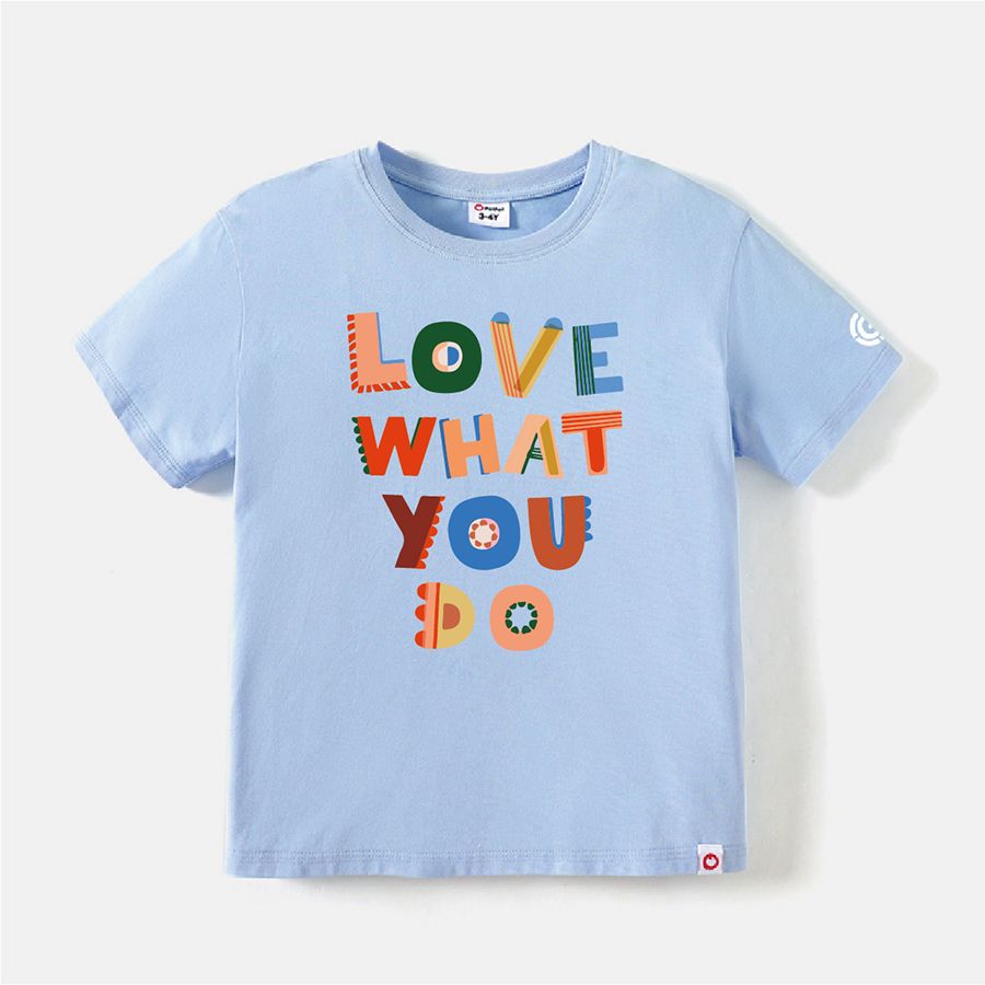 Go-Neat Water Repellent And Stain Resistant Sibling Matching Colorful Letter Print Short-sleeve Tee