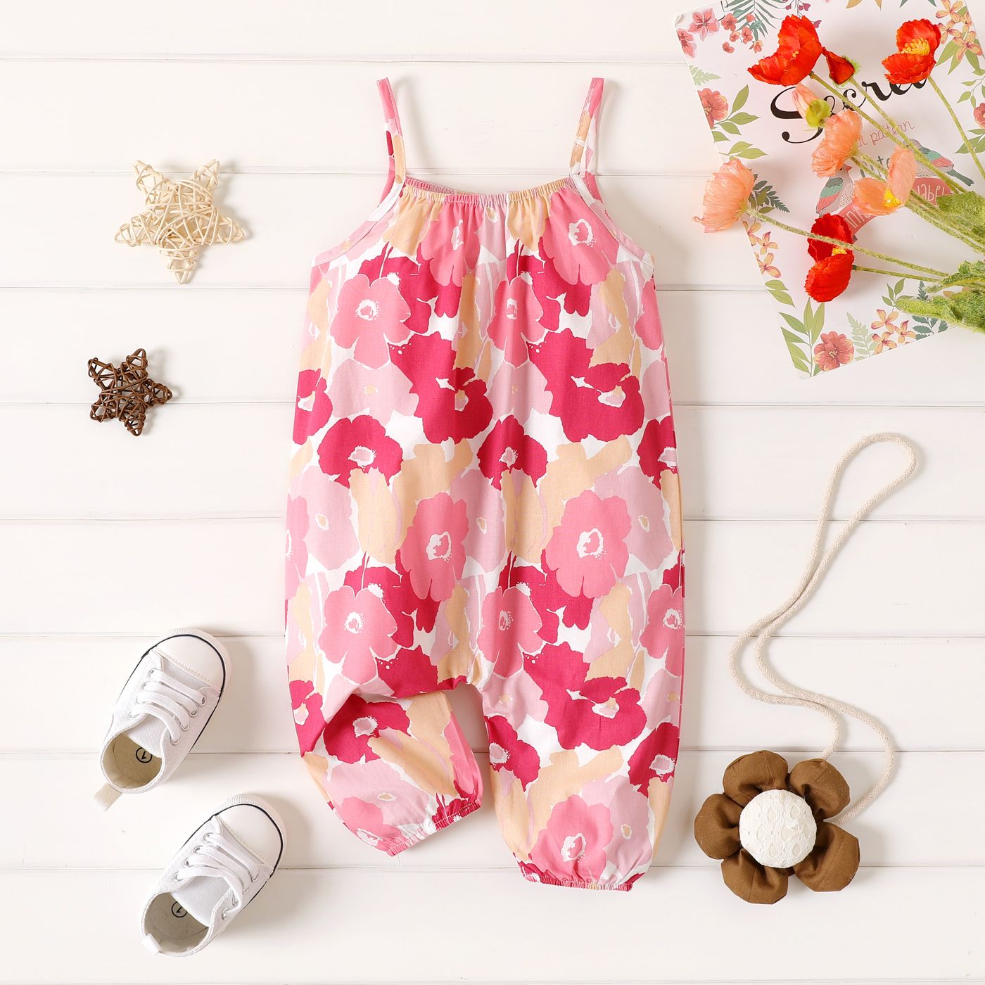 Baby Girl Allover Floral Print Sleeveless Cami Jumpsuit