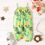 Baby Girl Allover Floral Print Sleeveless Cami Jumpsuit Light Green