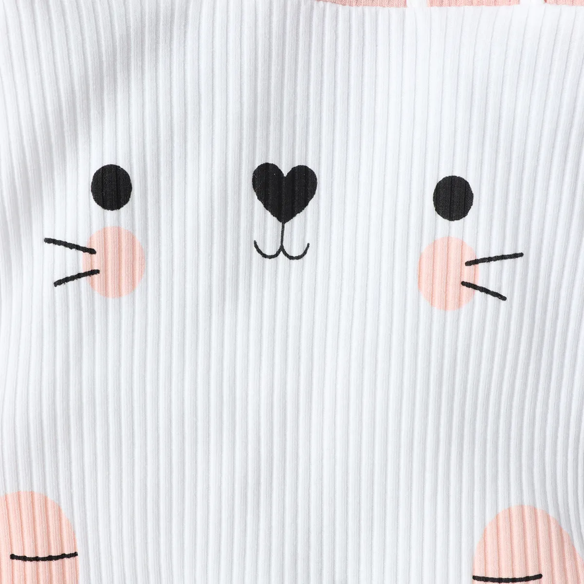 Baby Girl Cotton Ribbed 3D Ears Detail Animal Graphic Long-sleeve Colorblock Jumpsuit ColorBlock image 3