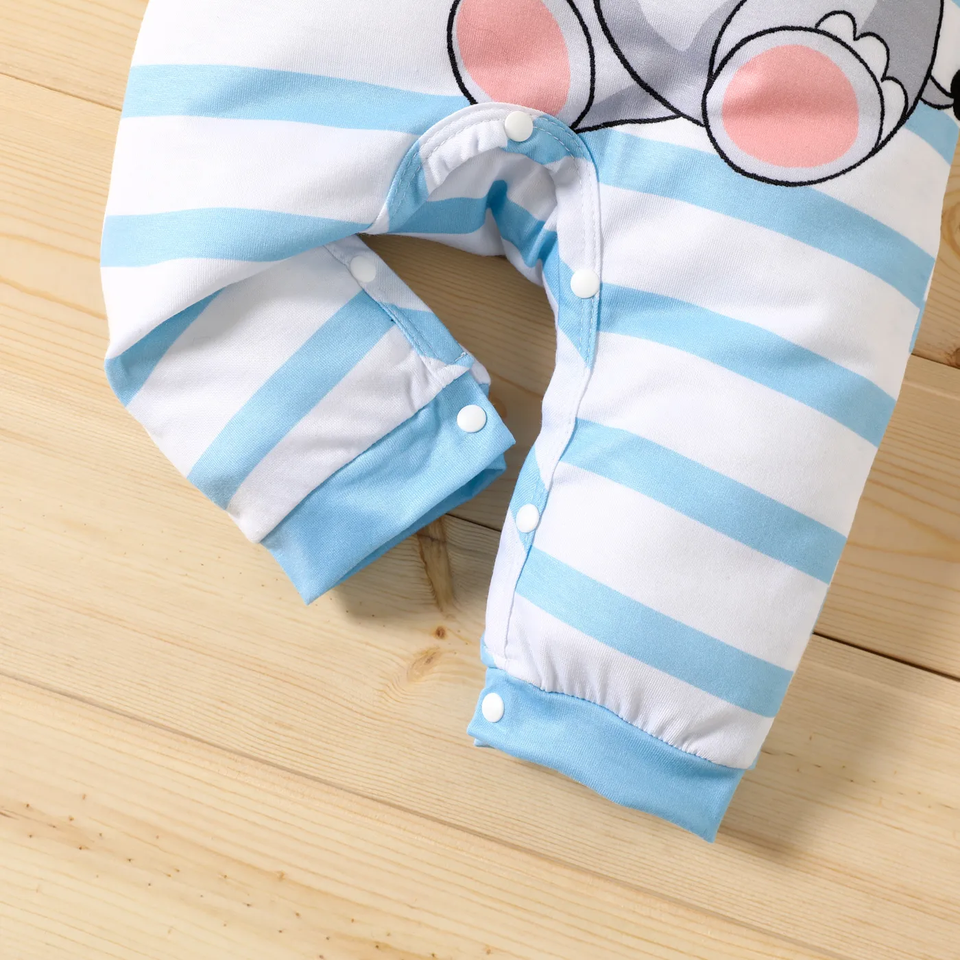 Baby Boy/Girl Short-sleeve Elephant Print Striped/Dots Print Naia™ Jumpsuit Light Blue image 5