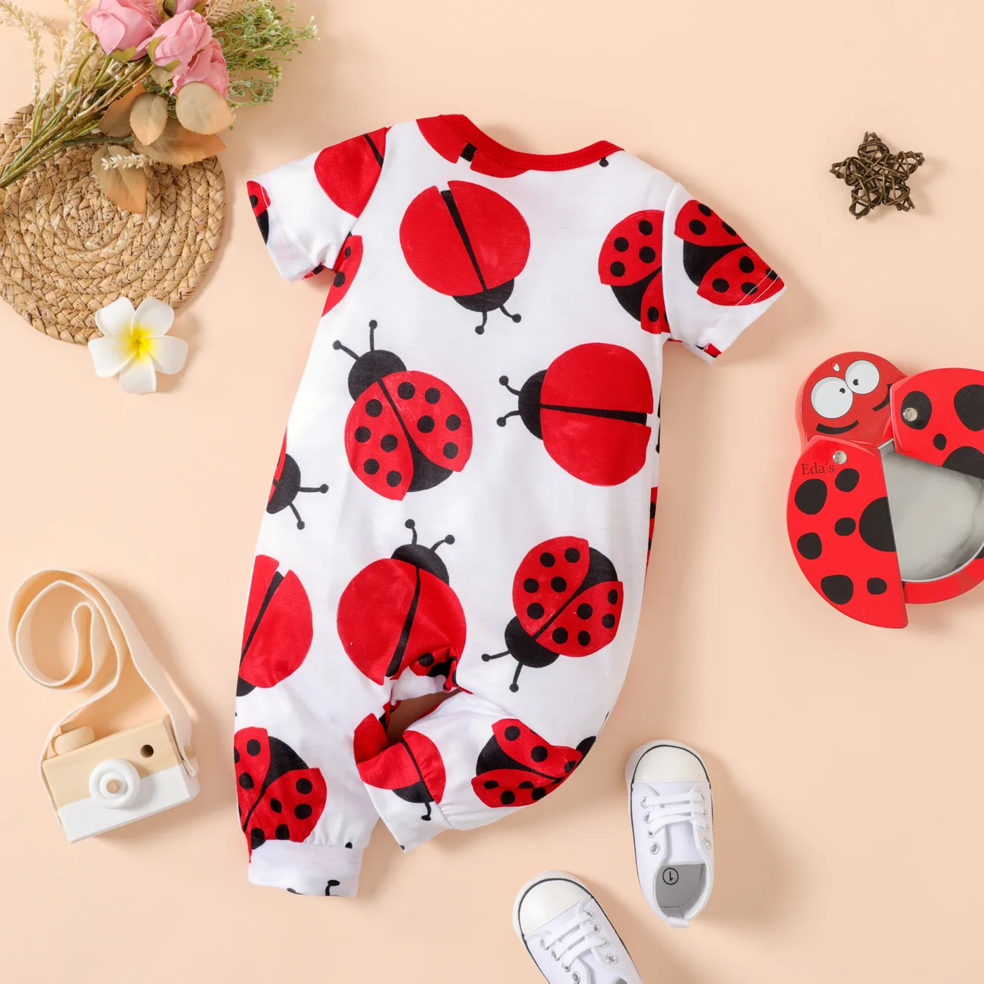 Naia™ Baby Girl Allover Bee/Ladybird Print Short-sleeve Jumpsuit  image 3