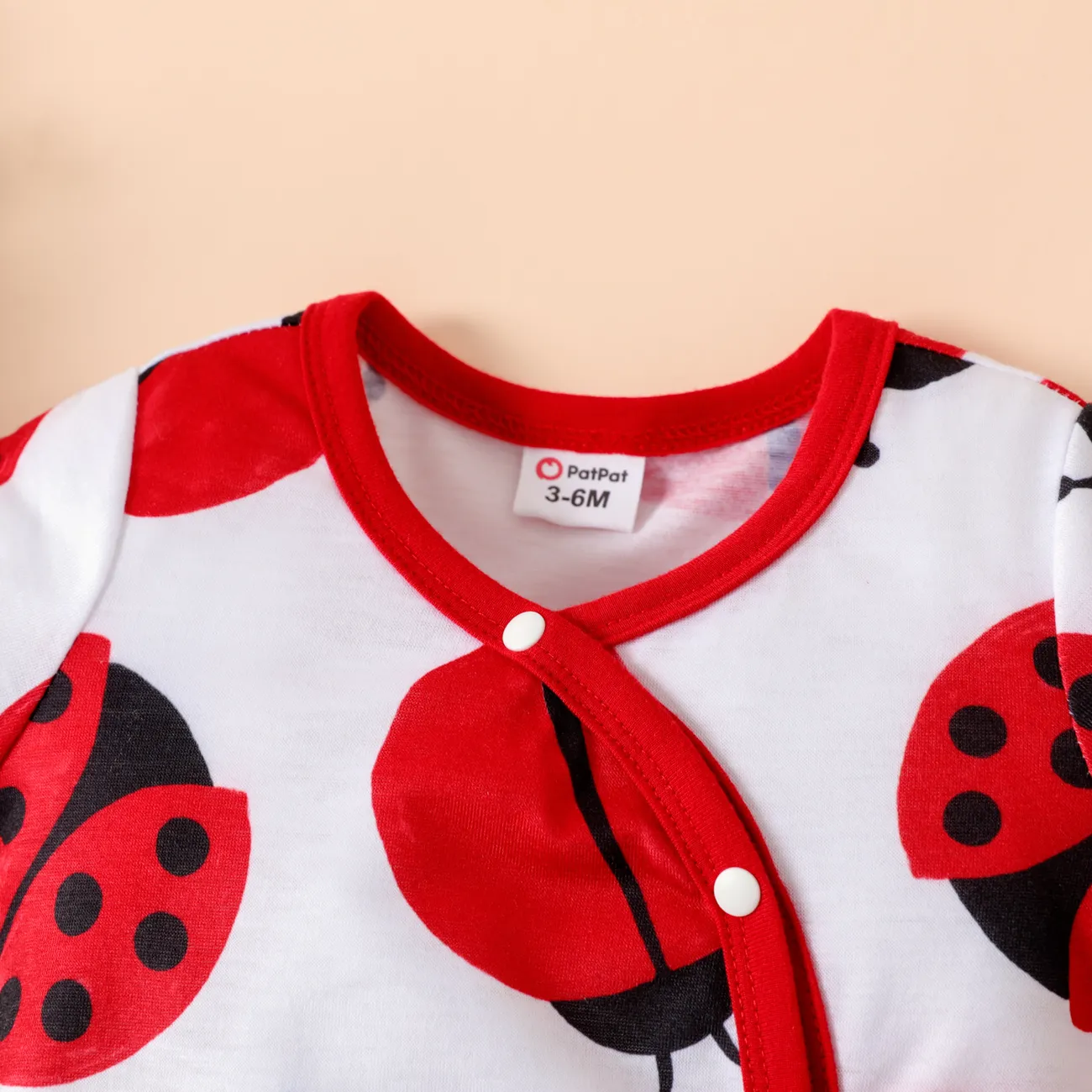 Naia™ Baby Girl Allover Bee/Ladybird Print Short-sleeve Jumpsuit Red-2 big image 1