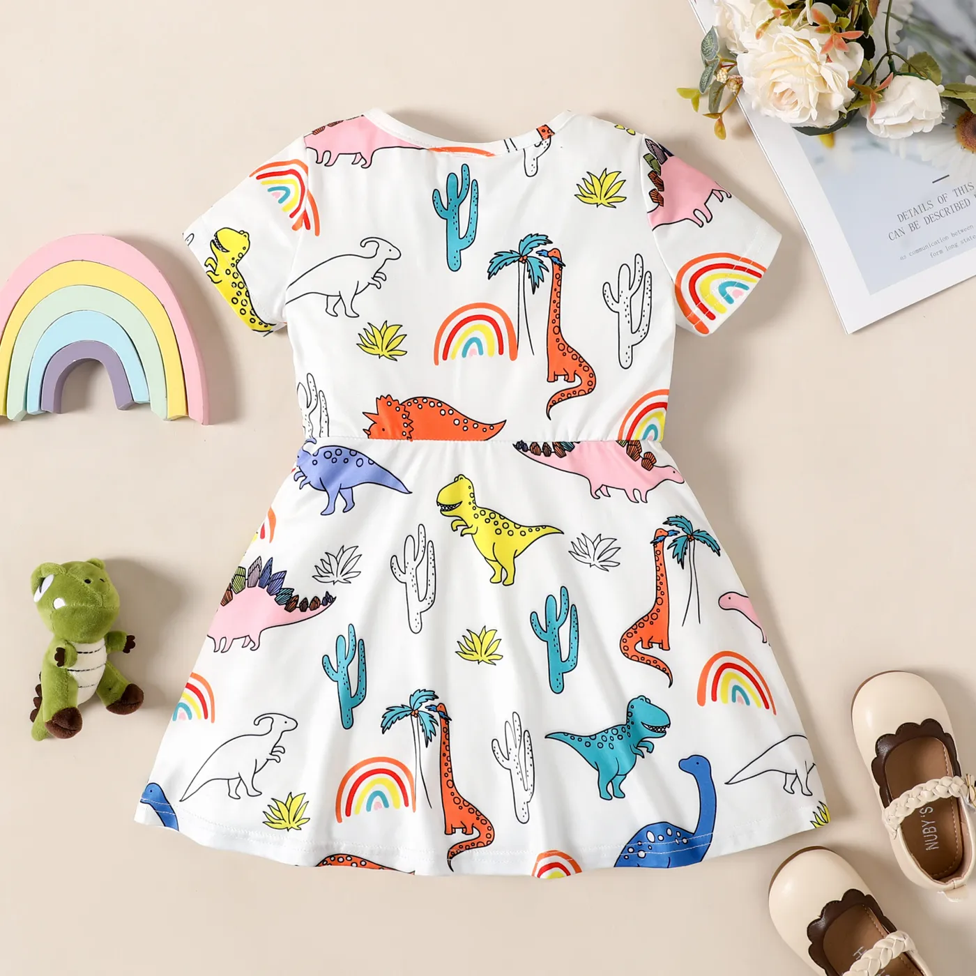 Naia Toddler Girl Dinosaur Print Short-sleeve Dress Colorful image 2