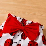 3pcs Baby Girl Cotton Ruffle Long-sleeve Graphic Romper And Allover Ladybird Print Naia™ Pants & Headband Set  image 5