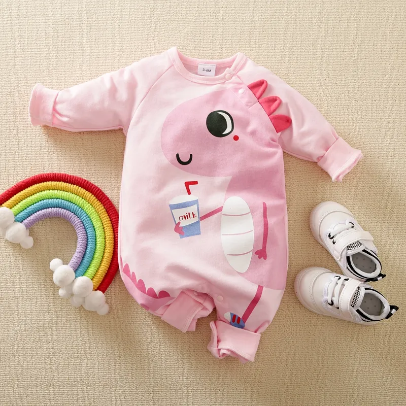 

Baby Girl Pink Dinosaur Graphic Long-sleeve Naia™ Jumpsuit