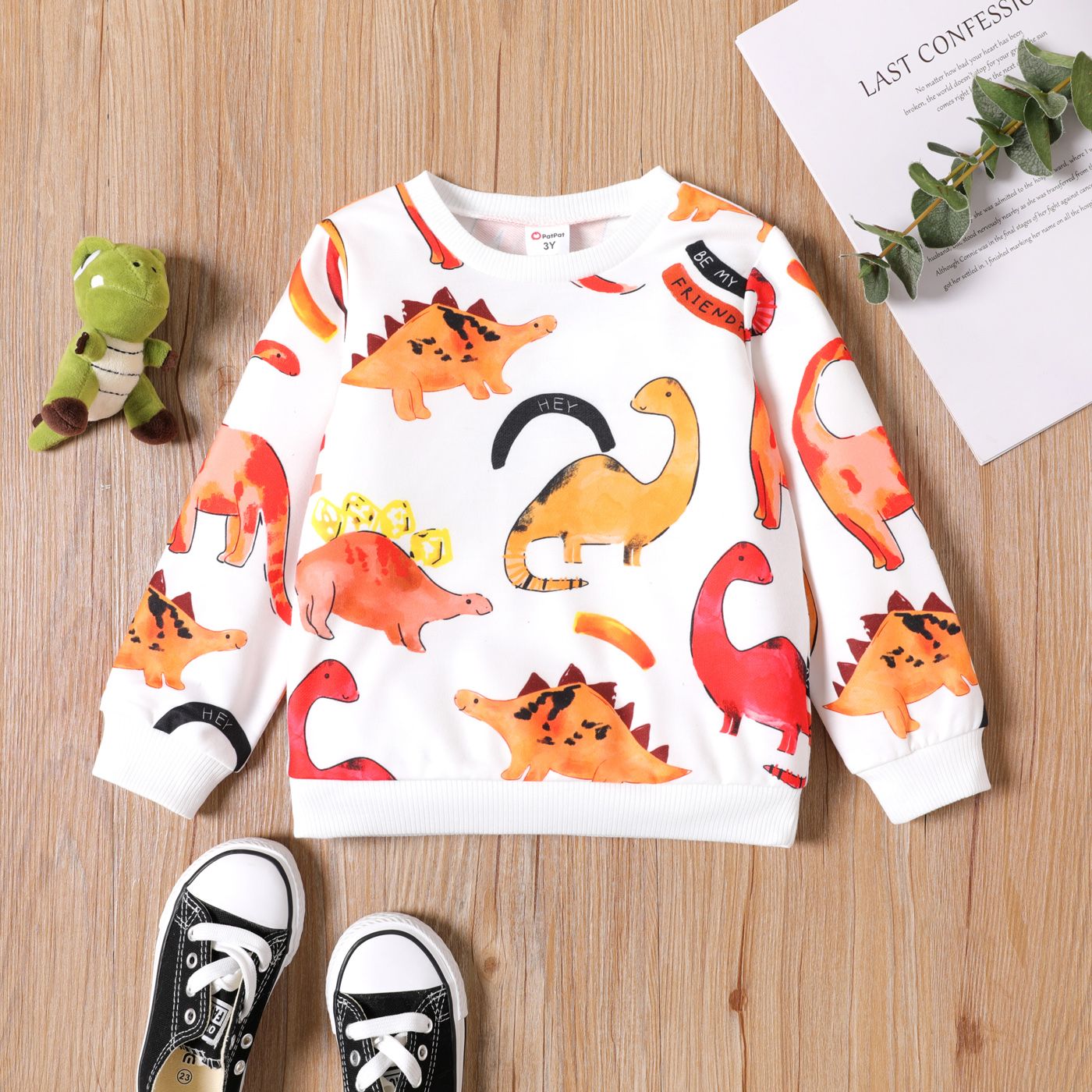 

Naia Toddler Boy Letter Animal Dinosaur Print Pullover Sweatshirt