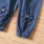 Toddler Girl Bowknot Embroidered Elasticized Cotton Denim Jeans  image 5