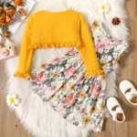 Naia 2pcs Toddler Girl Floral Print Sleeveless Dress and Ruffled Cardigan Set  image 3