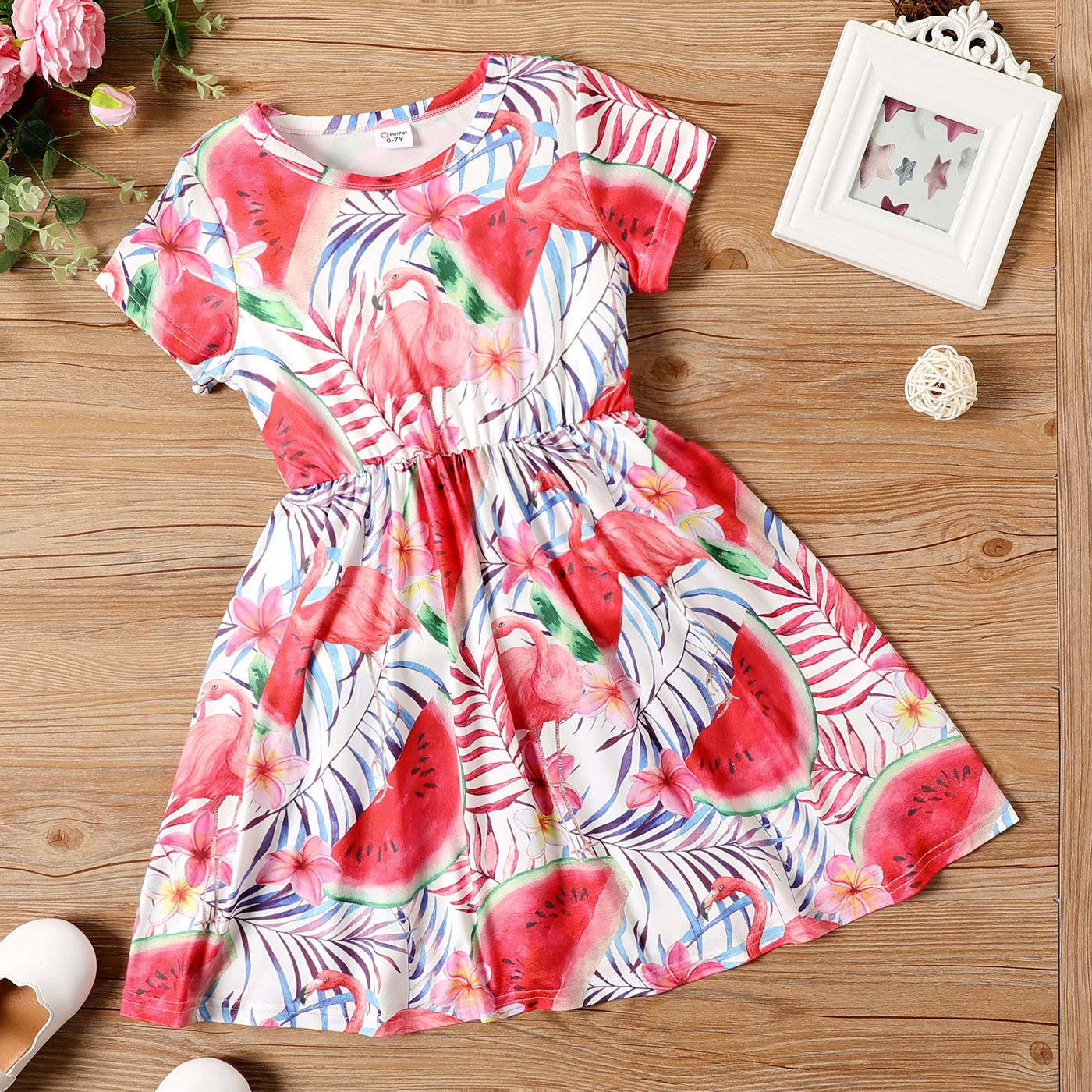 

Naia Kid Girl Floral Fruit Print Short-sleeve Dress