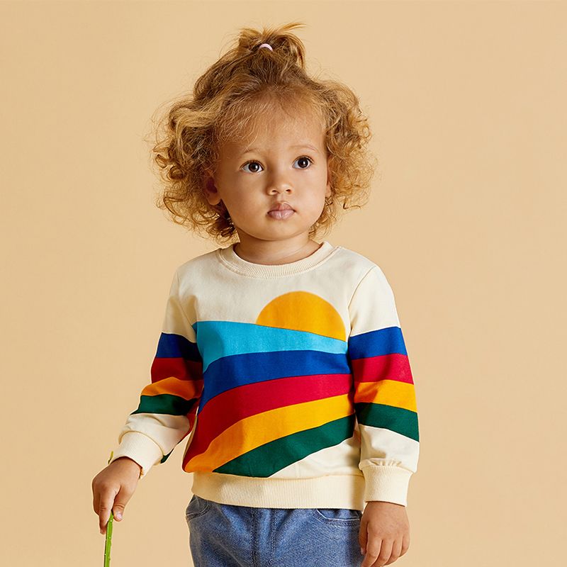 

Toddler Girl Rainbow Print Cotton Pullover Sweatshirt