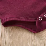 3pcs Baby Girl Solid Cotton Ribbed Ruffle Long-sleeve Romper and Floral Print Naia™ Belted Pants & Headband Set  image 4