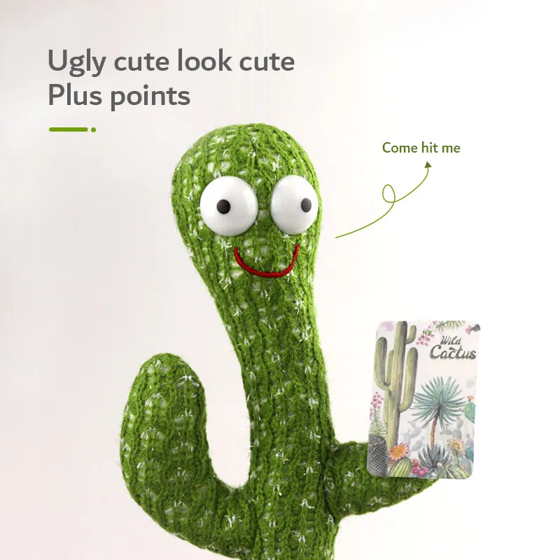 giocattoli di cactus parlanti che ballano per neonati e ragazze peluche elettronici che cantano ballano registrano e ripetono quello che dici big image 4