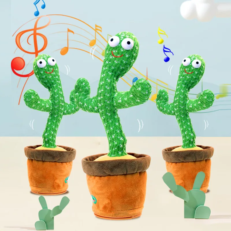 giocattoli di cactus parlanti che ballano per neonati e ragazze peluche elettronici che cantano ballano registrano e ripetono quello che dici big image 5