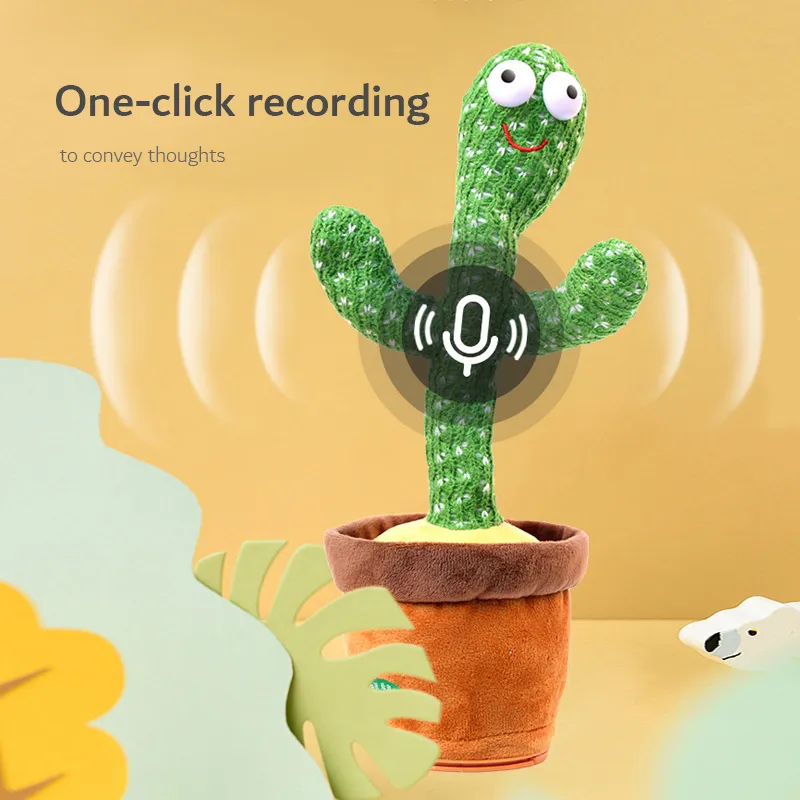 giocattoli di cactus parlanti che ballano per neonati e ragazze peluche elettronici che cantano ballano registrano e ripetono quello che dici big image 7