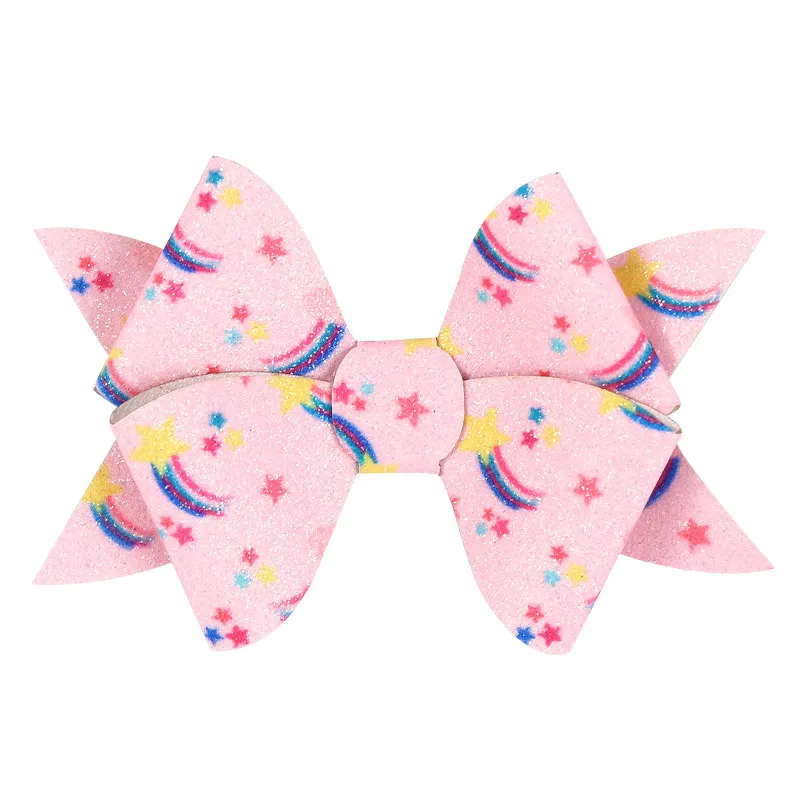 Sequin / Glitter Decor Bow Hair Clip for Girls Pink big image 1