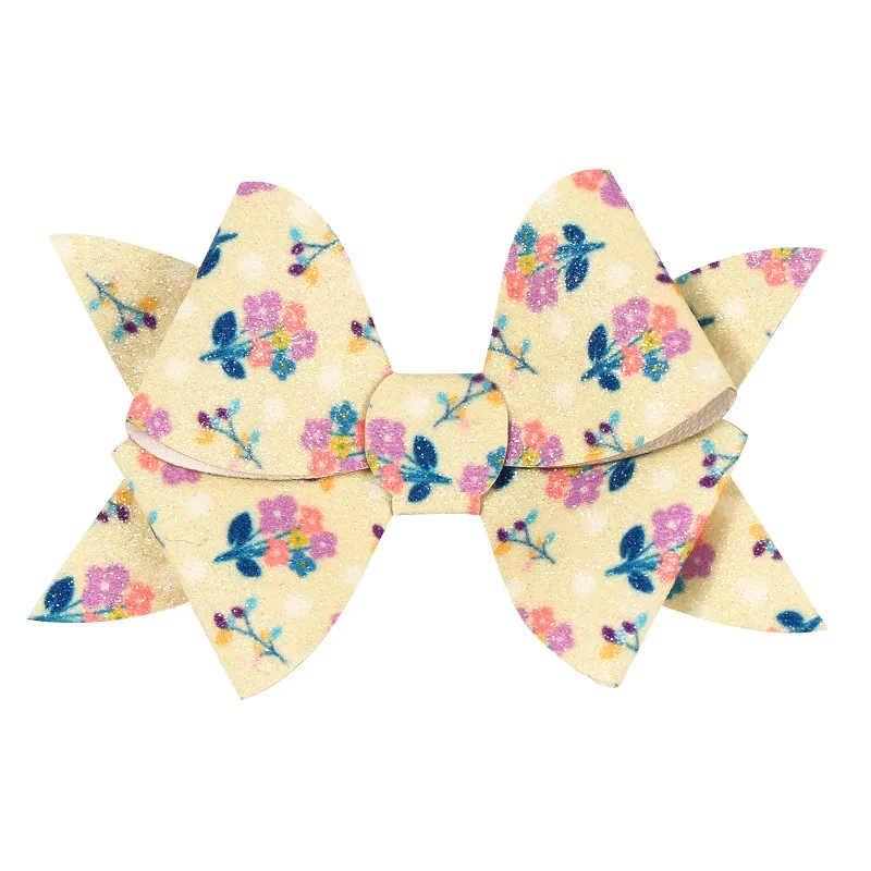 Sequin / Glitter Decor Bow Hair Clip for Girls Yellow