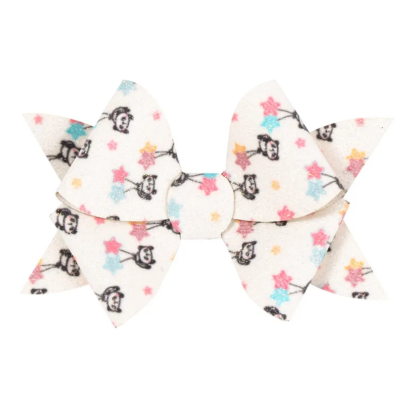 Sequin / Glitter Decor Bow Hair Clip for Girls White