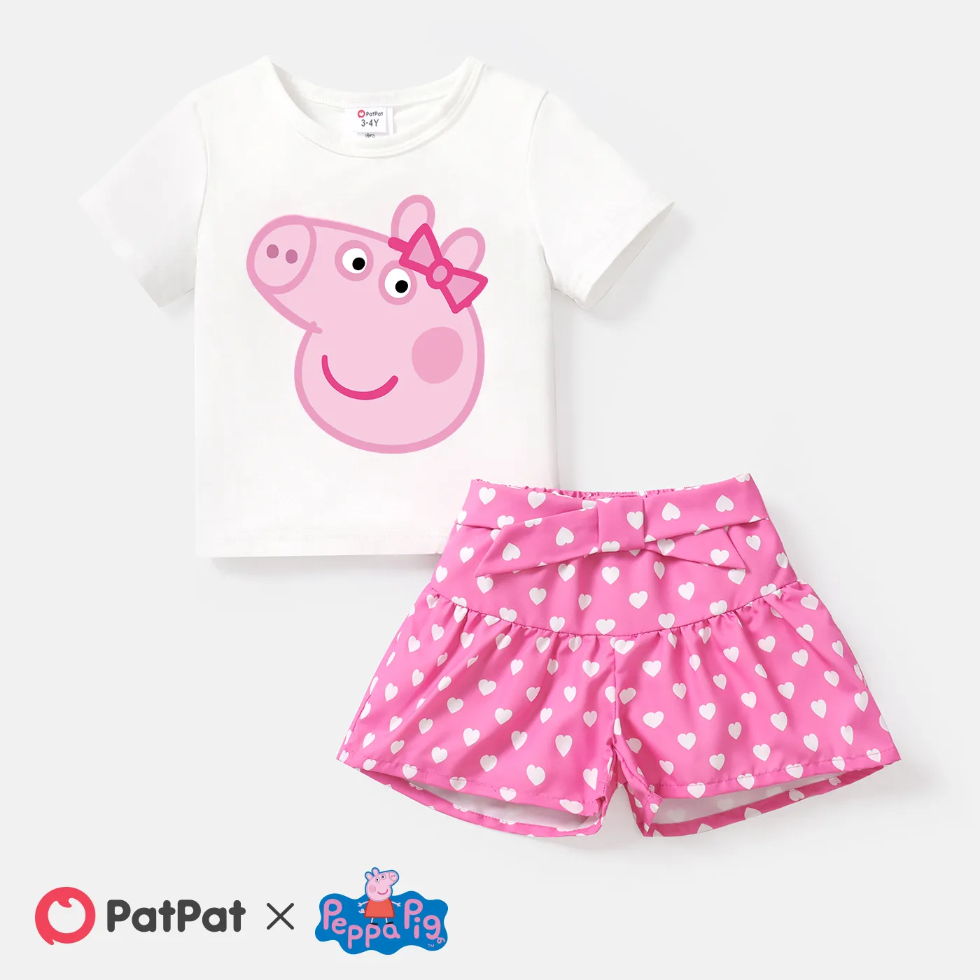 

Peppa Pig 2pcs Toddler Girl Short-sleeve Cotton Tee and and Heart Print Shorts Set