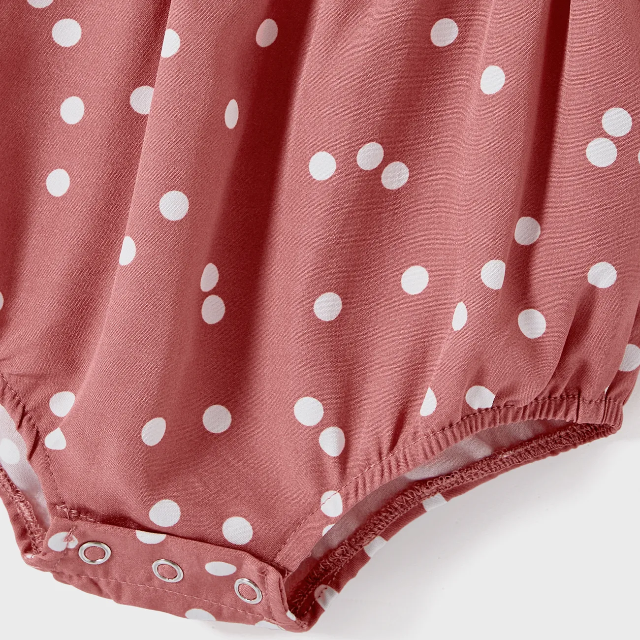 Family Matching Cotton Short-sleeve Striped T-shirts and Polka Dot Print Halter Ruffle Trim Dresses Sets Cameo brown big image 1