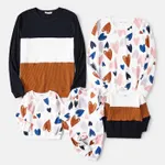 Family Matching Allover Heart Print and Colorblock Ribbed Long-sleeve Sweatshirts  image 2