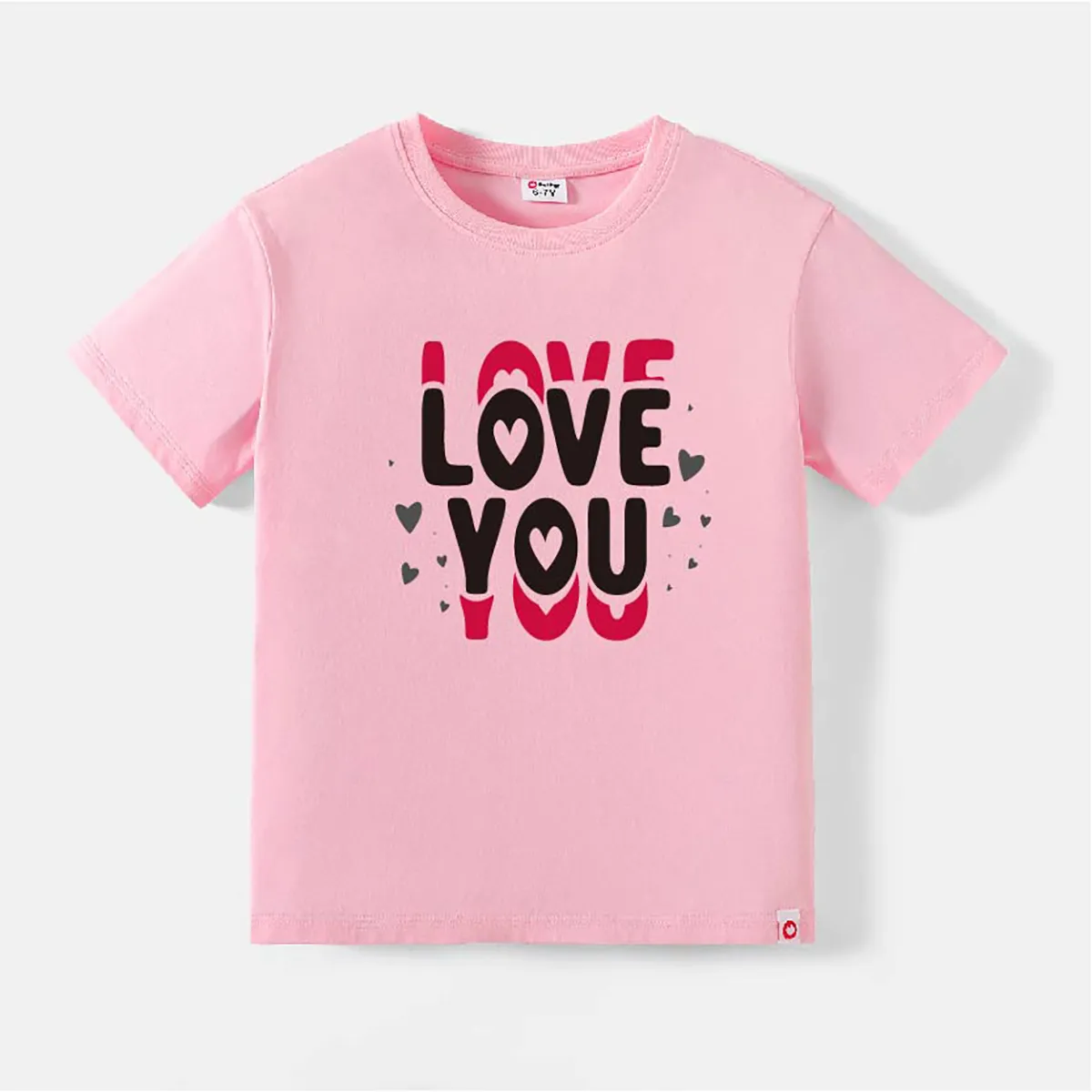 Go-Neat Water Repellent and Stain Resistant Sibling Matching Letter Print Short-sleeve Tee Pink