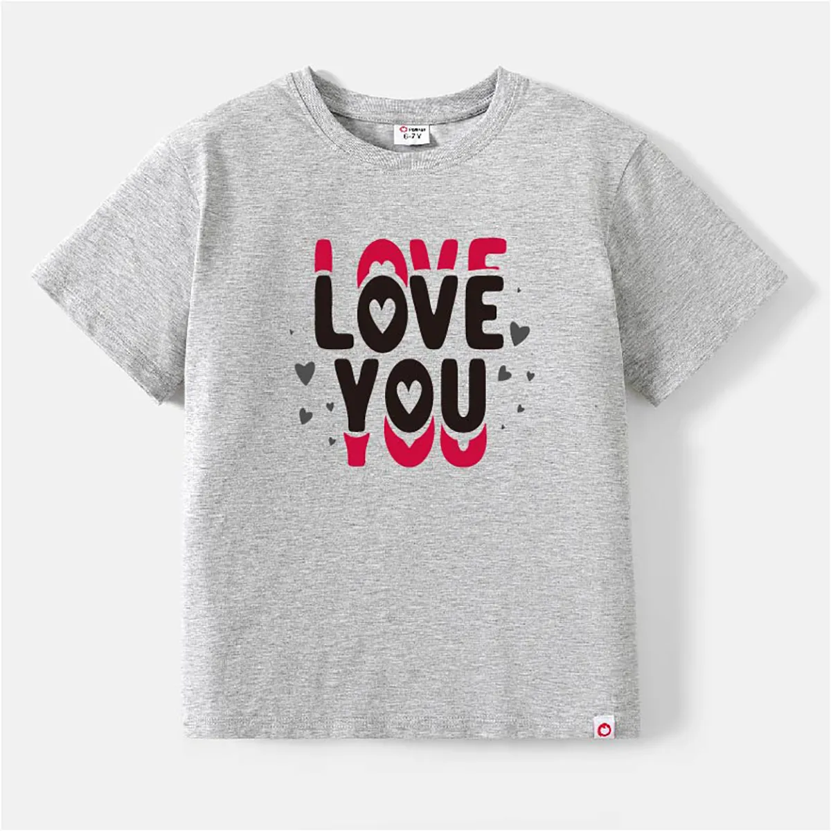 Go-Neat Water Repellent and Stain Resistant Sibling Matching Letter Print Short-sleeve Tee Light Grey big image 1