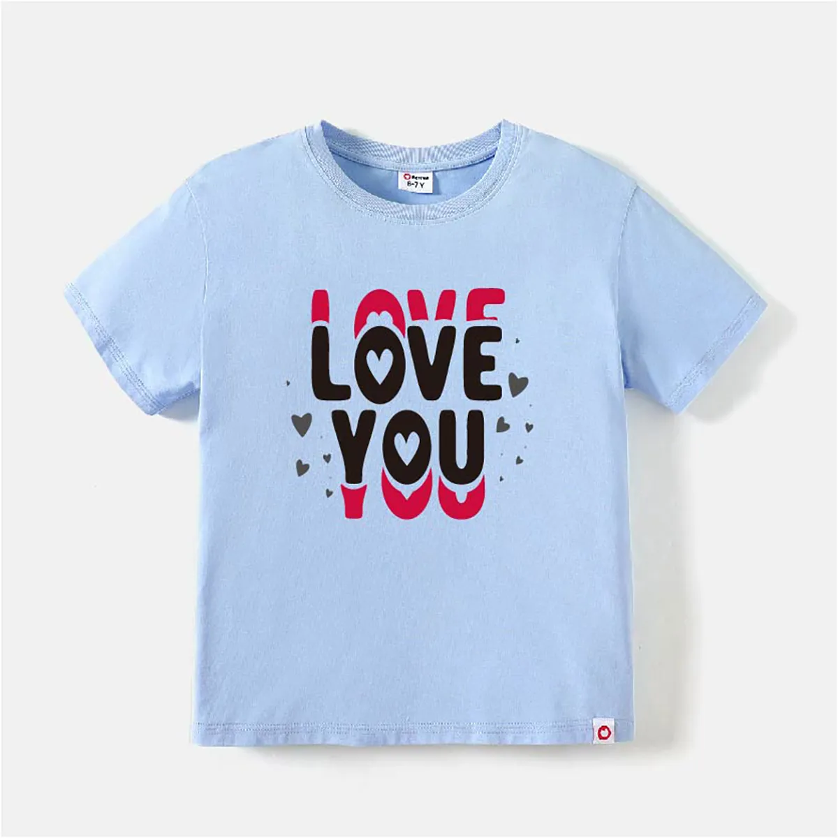 Go-Neat Water Repellent and Stain Resistant Sibling Matching Letter Print Short-sleeve Tee Blue