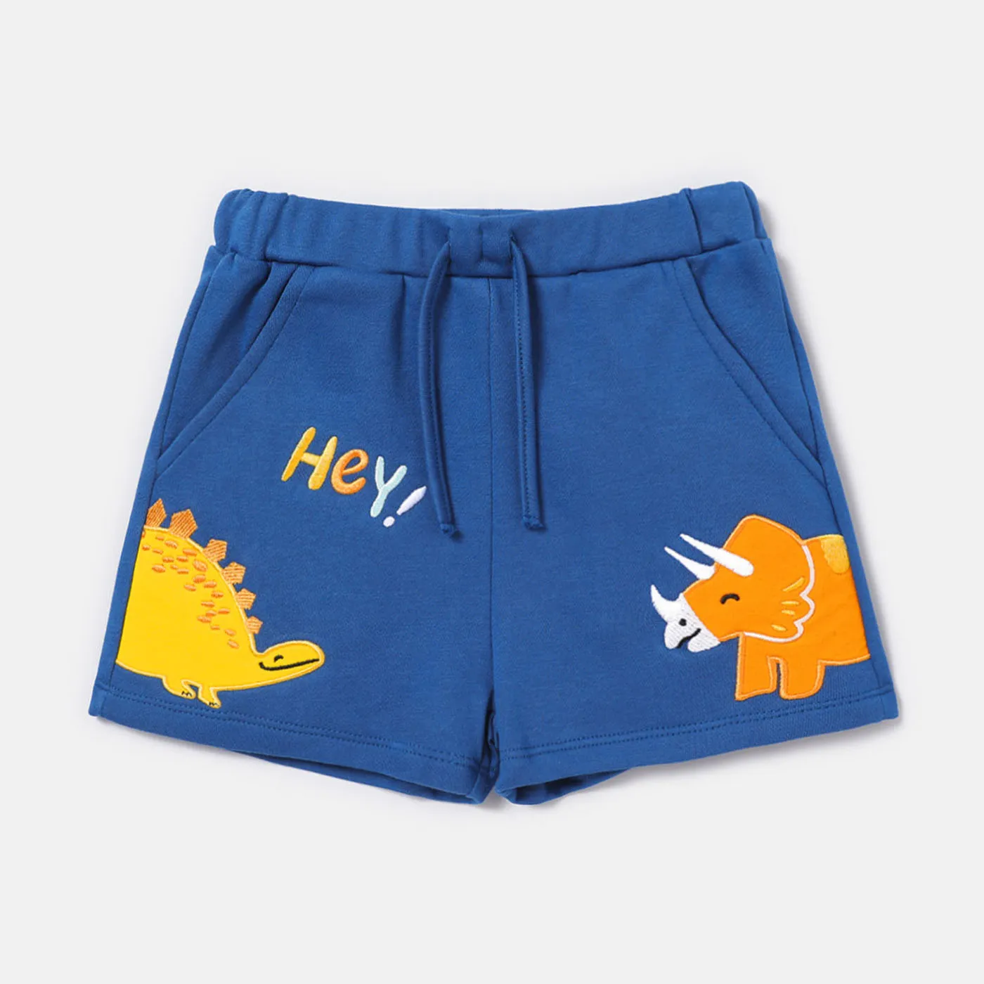 Toddler Boy Animal Embroidered Elasticized Shorts Blue big image 1