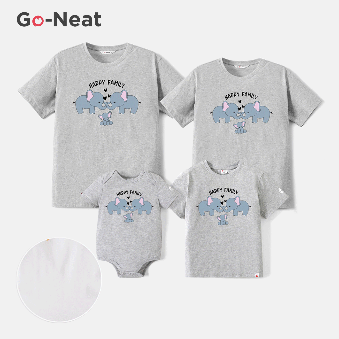 

Go-Neat Water Repellent and Stain Resistant Family Matching Elephant & Letter Print Short-sleeve Tee