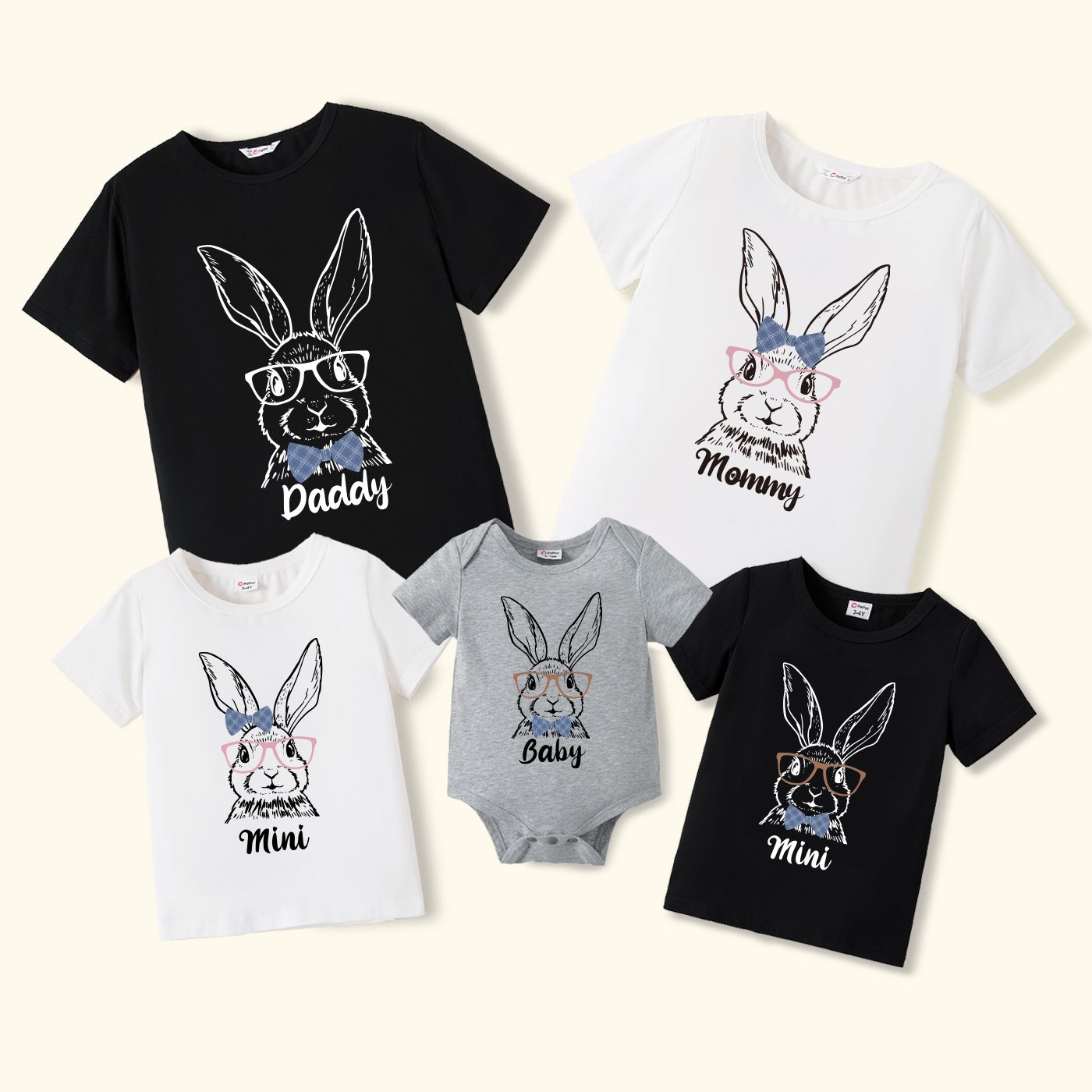 

Easter Family Matching Cotton Short-Sleeve Rabbit Print Tee