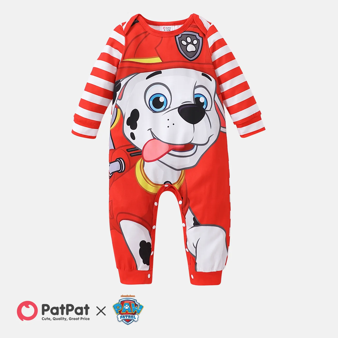 PAW Patrol Baby Girl/Boy Colorblock Striped Long-sleeve Naia™ Jumpsuit Red-2