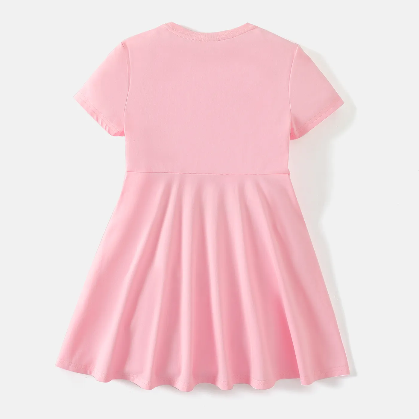 Go-Neat Water Repellent and Stain Resistant Sibling Matching Leopard Letter Print Short-sleeve Dress Light Pink image 2