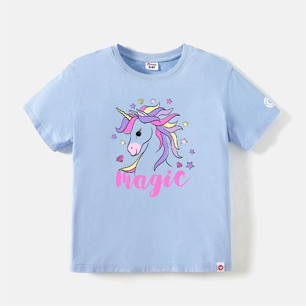 

Go-Neat Water Repellent and Stain Resistant Sibling Matching Unicorn & Letter Print Short-sleeve Tee