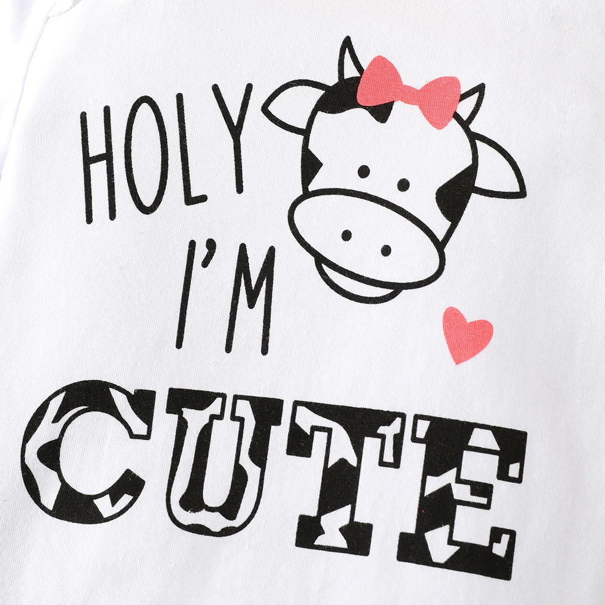 3pcs Baby Girl 95% Cotton Ruffle Short-sleeve Letter & Cow Print Romper and Polka Dots Mesh Skirt & Headband Set White image 6