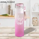 400ML/13.53OZ Creative Colorful Gradient Water Bottle Frosted Letter Cup Portable Plastic Water Cup Light Pink
