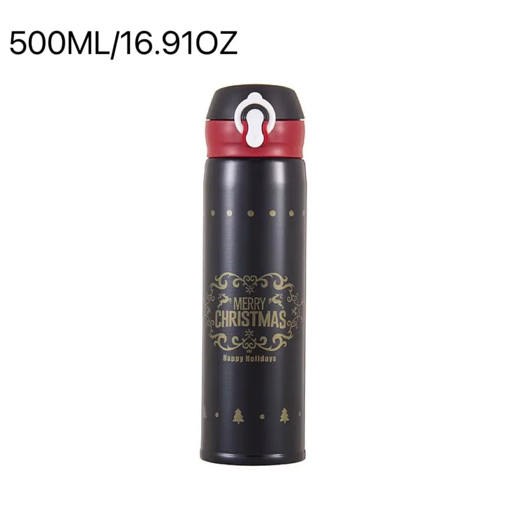 

500ML/16.91OZ Christmas Stainless Steel Thermos Compact Water Bottle Christmas Gift Thermo Mug