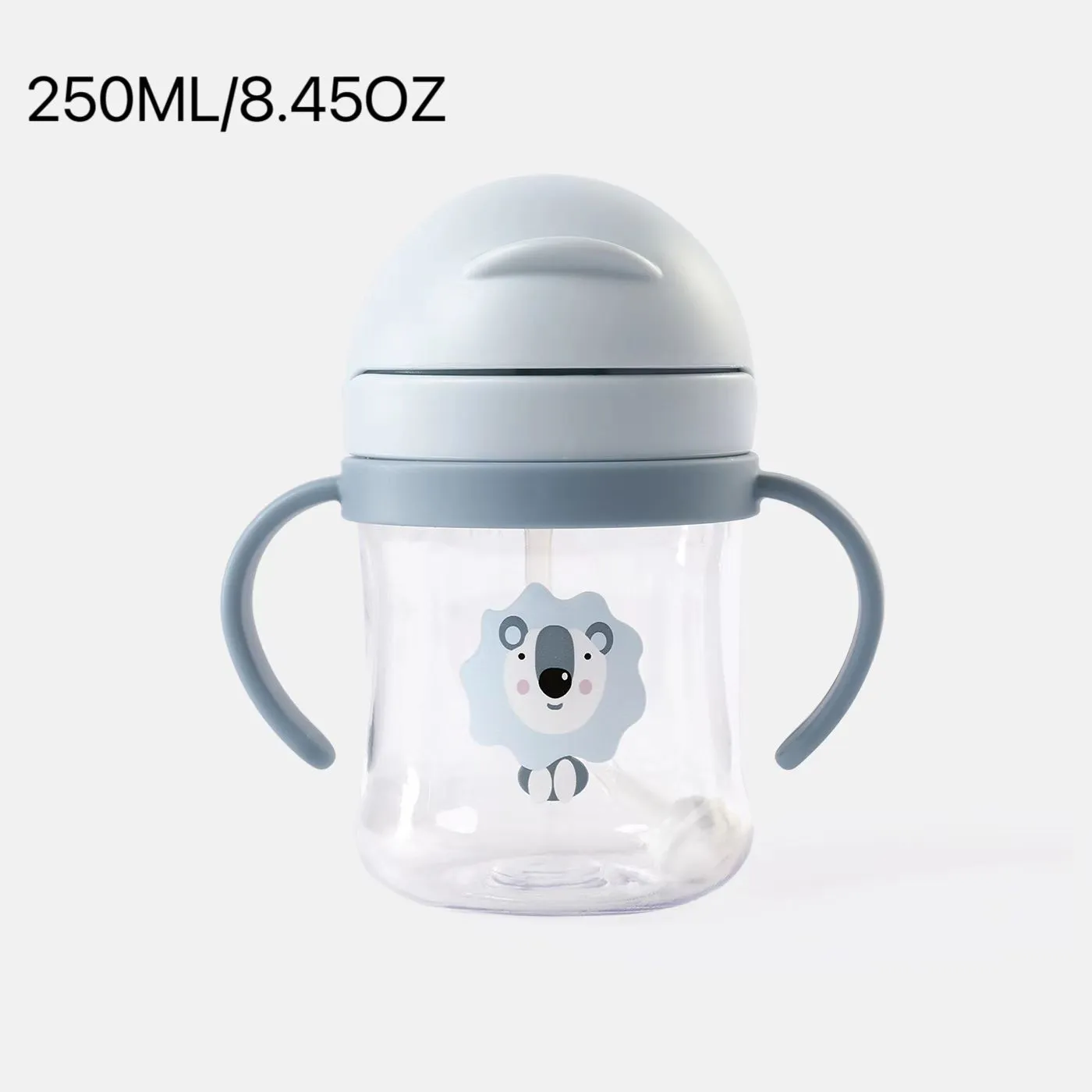 250ML/8.45OZ Crianças Palha Garrafa de Água À Prova de Quedas e À Prova de Vazamentos Copo de Água com Punho Fácil Uso para Kindergarten Toddler Straw Trainer Cup Azul Claro