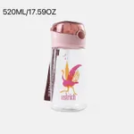520ML/17.59OZ Straw Water Cup Large Capacity Water Bottle with Scale Plastic Adult Sports Bottle Outdoor Portable Cup Pink